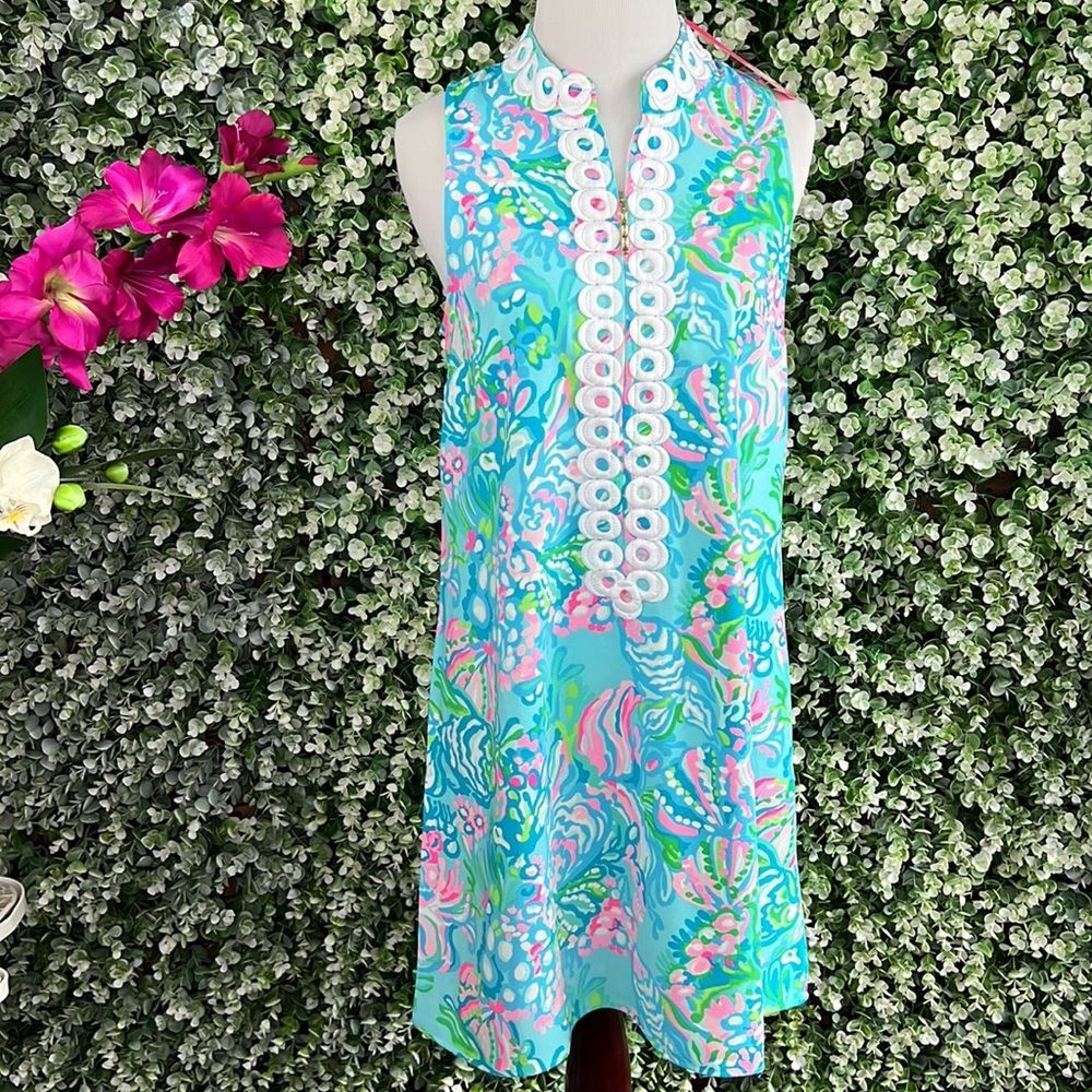 Lilly Pulitzer Blue Ibiza Aqua La Vista Jane Shift Dress 2 NWT